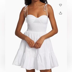 STAUD Landry Smocked Bustier Minidress